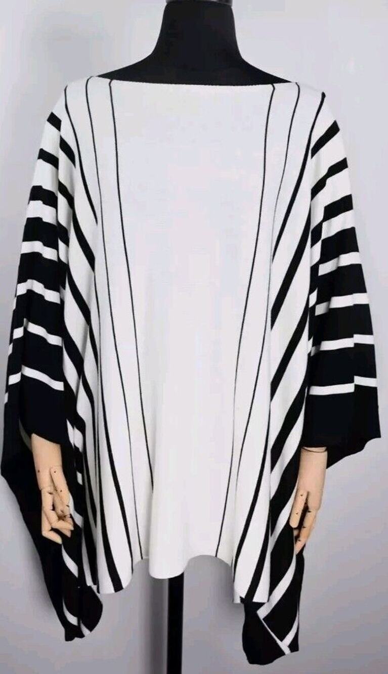 Lauren Ralph Lauren Black Ivory Cape Poncho S/M